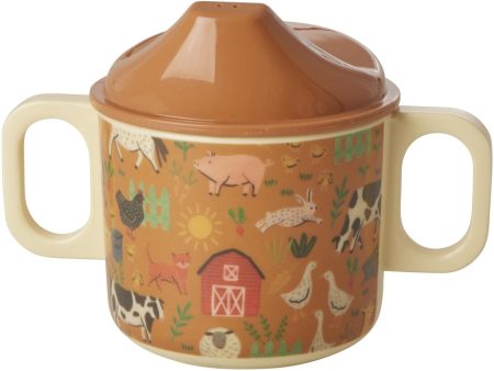 RICE Brown Farm Totable Melamine Baby Cup with Handles Discount