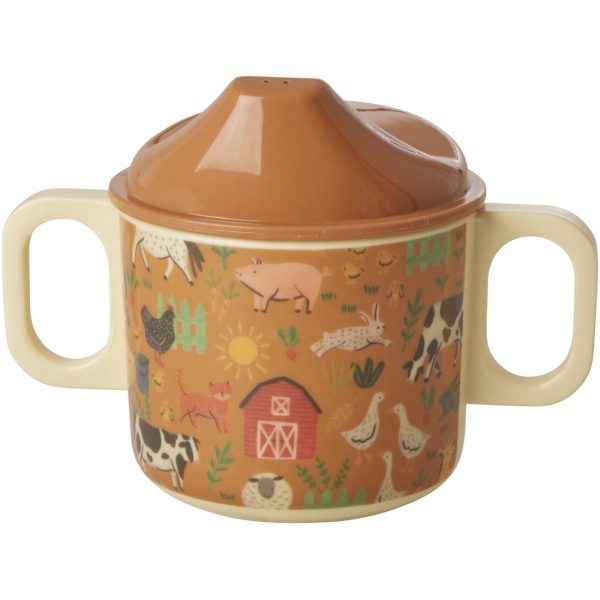 RICE Brown Farm Totable Melamine Baby Cup with Handles Discount