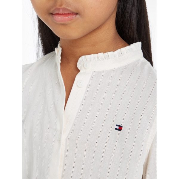 Tommy Hilfiger Ladder Lace Shirt with Frill Collar Ancient White Cheap