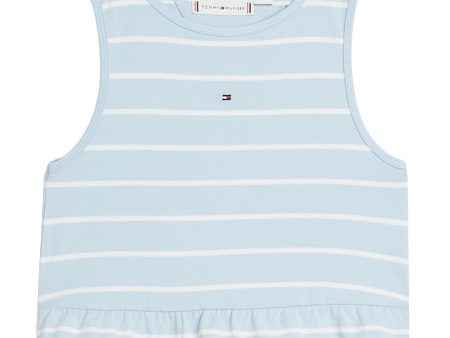 Tommy Hilfiger Peplum Stripe Blouse Breezy Blue Stripe For Cheap