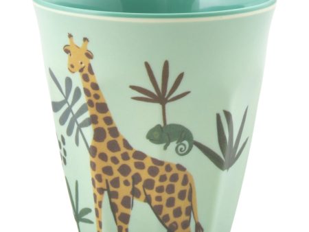 RICE Blue Jungle Animal Print Lille Melamin Børnekop on Sale