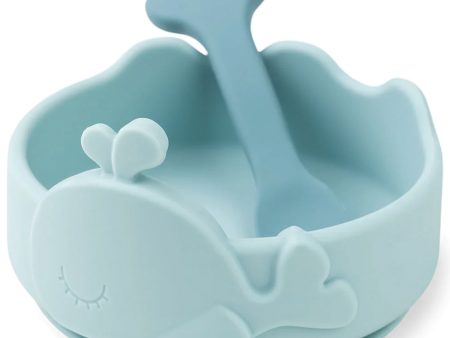 Done by Deer Silicone Stick & Stay Bowl and Baby Spoon Wally Blue Hot on Sale