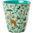 RICE Green All Over Jungle Animals Print Medium Melamine Cup on Sale