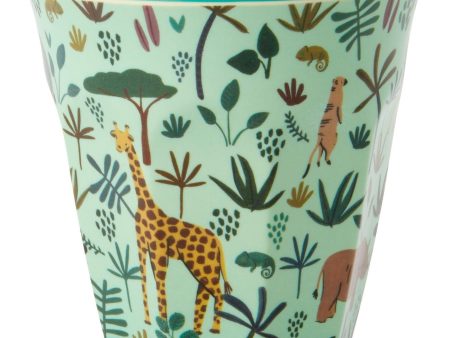 RICE Green All Over Jungle Animals Print Medium Melamine Cup on Sale