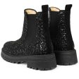 Angulus Chelsea Støvlet With Lace And Track-Sole Black Glitter Black Black For Discount