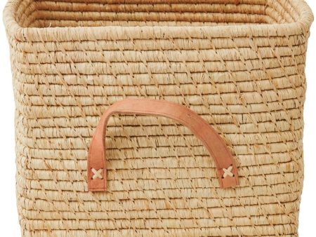 RICE Natural Square Raffia Basket For Discount