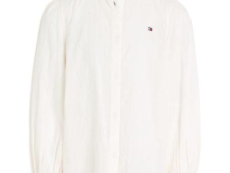 Tommy Hilfiger Ladder Lace Shirt with Frill Collar Ancient White Cheap