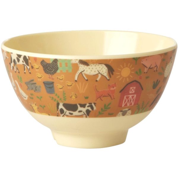 RICE Brown Farm Totable Small Melamine Bowl For Discount