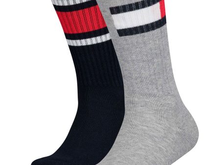 Tommy Hilfiger 2-pak Flag Socks Middle Grey Melange For Discount