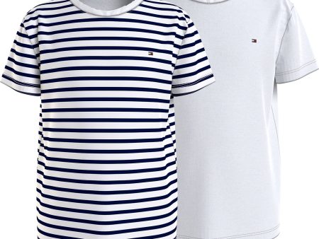 Tommy Hilfiger T-shirt Print 2-pack Desert Sky Breton White Online now