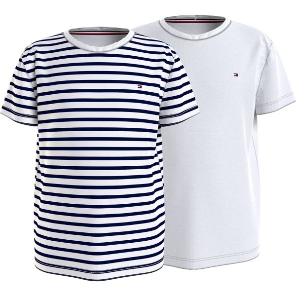 Tommy Hilfiger T-shirt Print 2-pack Desert Sky Breton White Online now