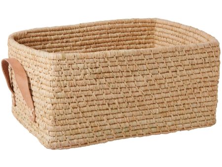 RICE Nature Rectangular Raffia Basket Online Sale