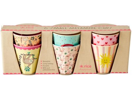 RICE Funky Prints Small Melamine Childrens Cup 6-pack Fashion