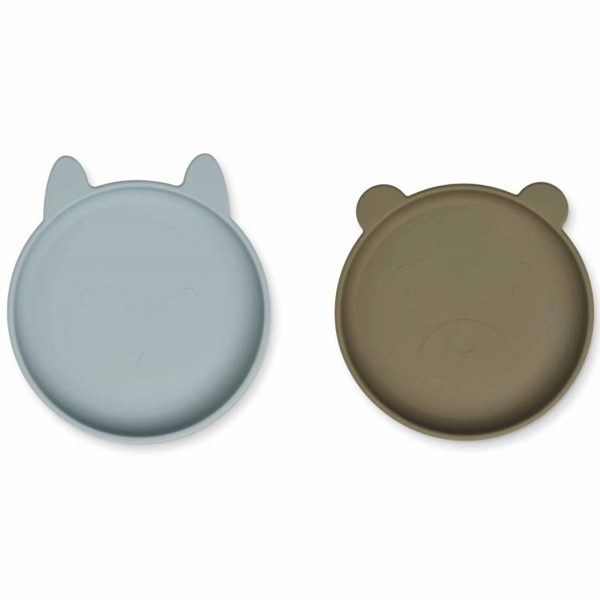 Liewood Olivia Plate 2-Pack Blue Fog Khaki Mix For Sale