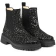 Angulus Chelsea Støvlet With Lace And Track-Sole Black Glitter Black Black For Discount